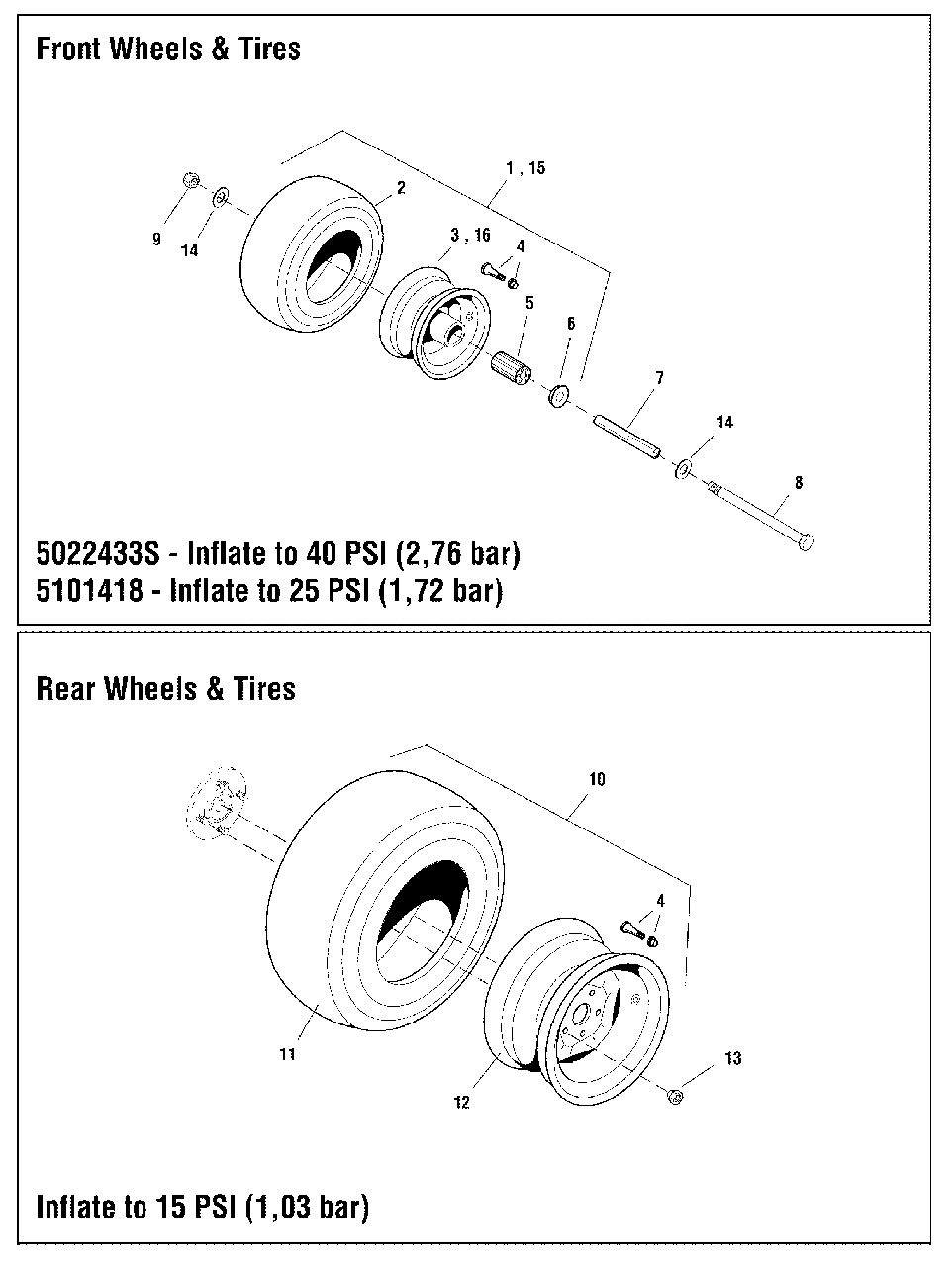 Wheel And Tire Group Diagram and Parts List for 5900947 Simplicity Lawn Tractor