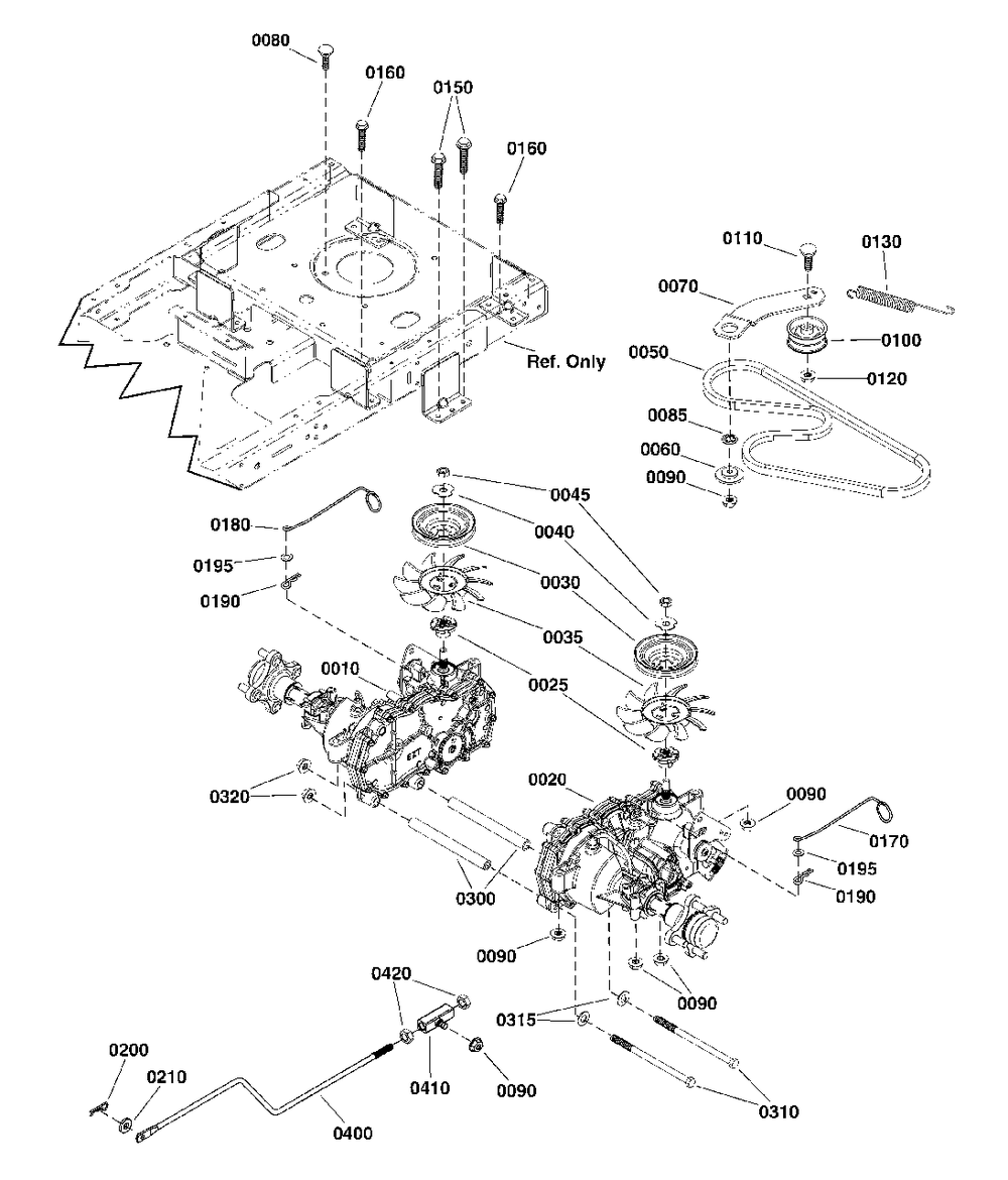 Transmission Group (2992588) Diagram and Parts List for  Simplicity Lawn Tractor