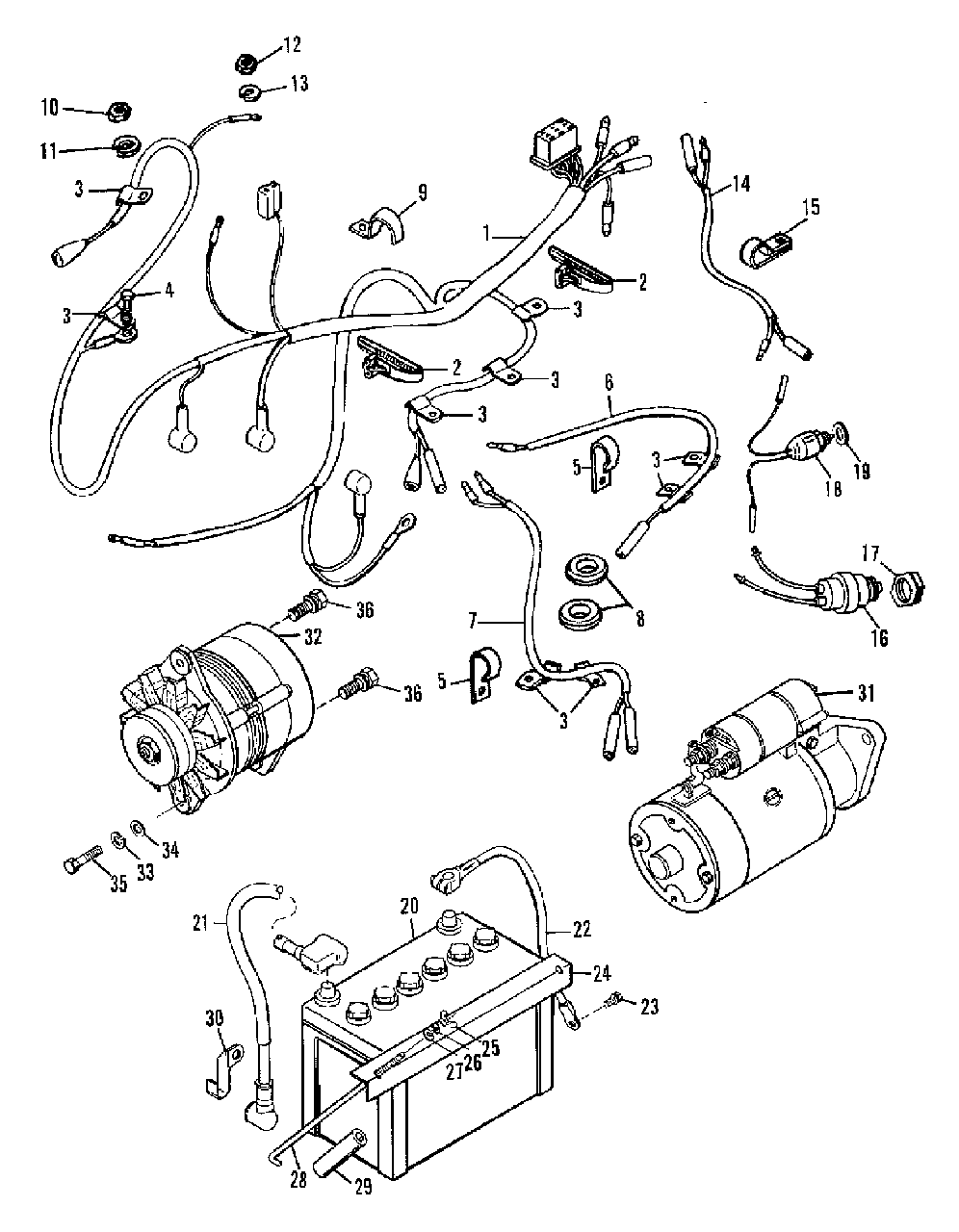 Engine Electrical System - Wiring And Battery Group (3486i22) Diagram and Parts List for 2097151 Simplicity Lawn Tractor
