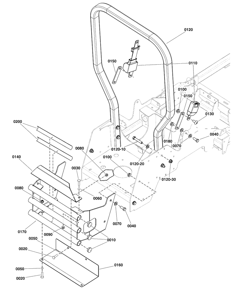Rear Bumper And Rops Group - Models With Rigid Roll Bars Diagram and Parts List for  Simplicity Lawn Tractor