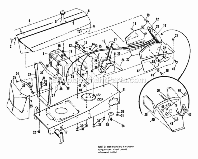 Frame Hood  Dash Group Diagram and Parts List for  Simplicity Lawn Tractor