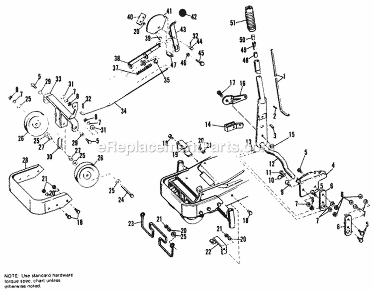 Power Take Off Group Diagram and Parts List for  Simplicity Lawn Tractor