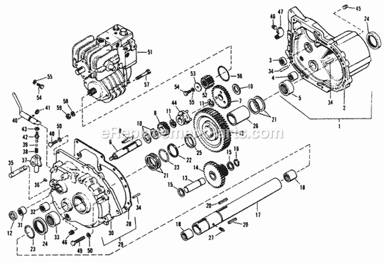 Transmission Group Diagram and Parts List for  Simplicity Lawn Tractor