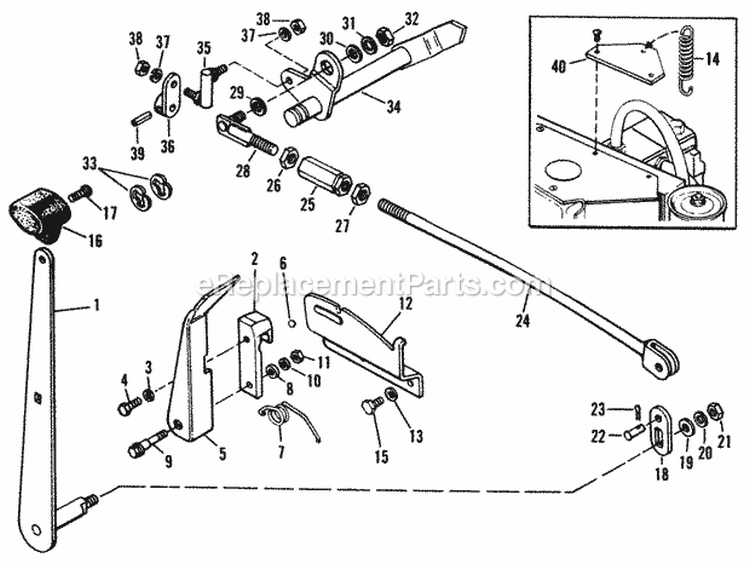 Hydrostatic Control Group - Diagram 2 Diagram and Parts List for  Simplicity Lawn Tractor