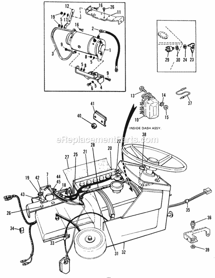 Electric Starter-Generator System Diagram and Parts List for  Simplicity Lawn Tractor