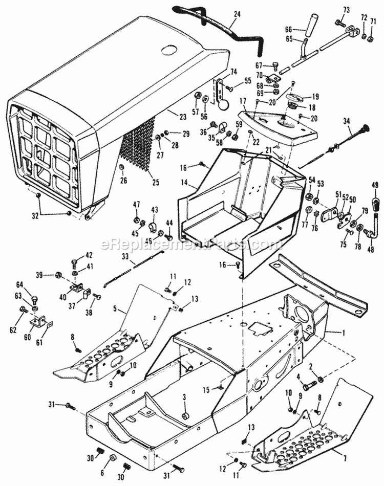 Frame Hood Grill  Instrument Panel Diagram and Parts List for  Simplicity Lawn Tractor
