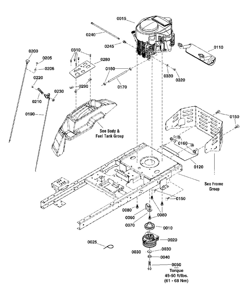 Engine Group Diagram and Parts List for  Simplicity Lawn Tractor