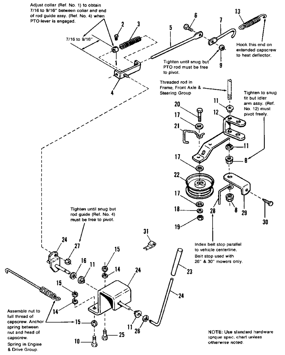 P.T.O. Group - Later Models Diagram and Parts List for 1690368 Simplicity Lawn Tractor