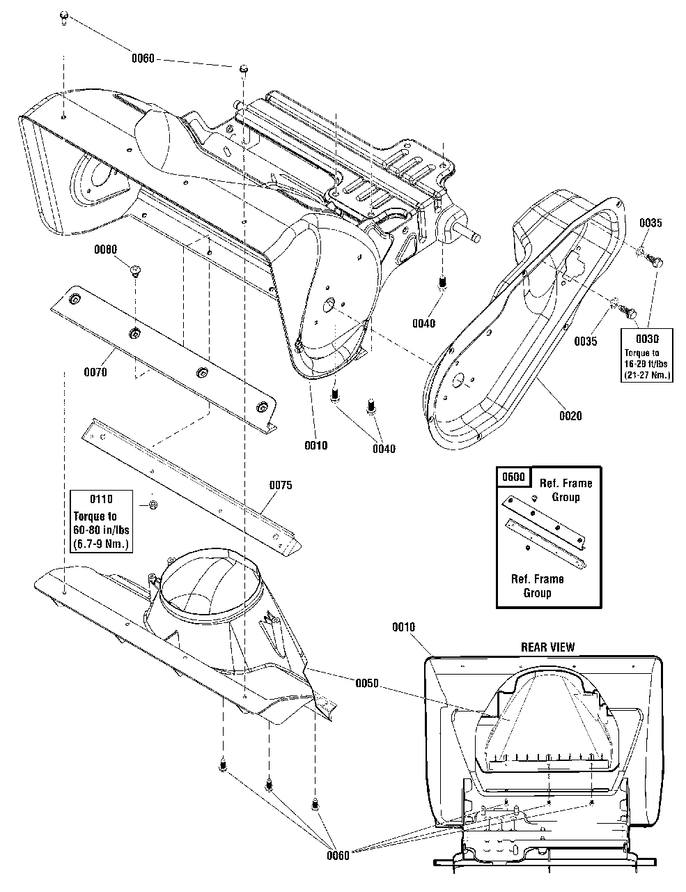 Frame Group Diagram and Parts List for 1696517-01 Simplicity Snow Blower