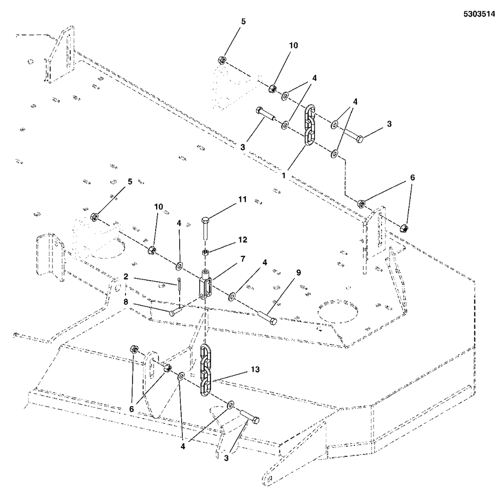 61-Inch Mower Deck Group - Hanger Chains Diagram and Parts List for  Simplicity Lawn Tractor