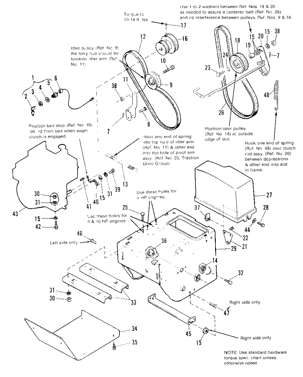 Engine And Frame Group Diagram and Parts List for 1691708 Simplicity Snow Blower