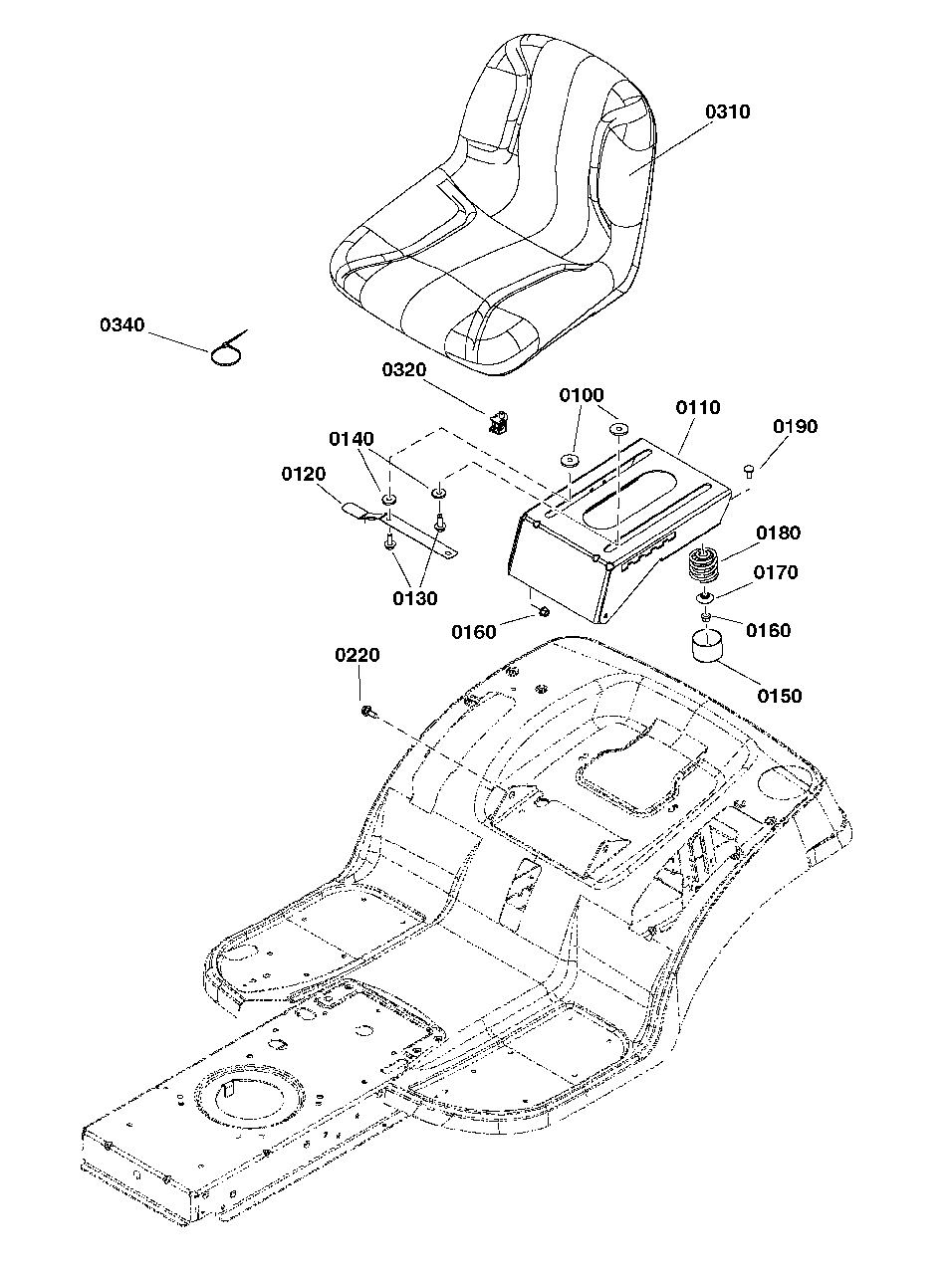 Seat Group Diagram and Parts List for  Simplicity Lawn Tractor