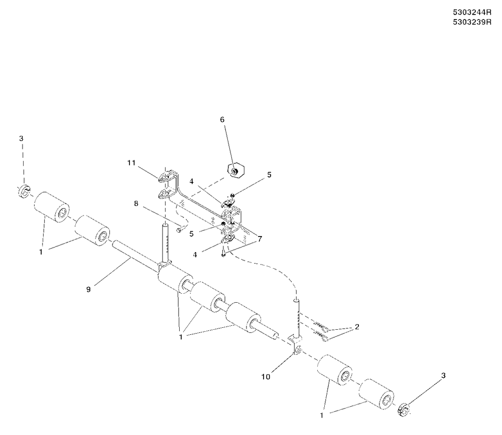 61-Inch Mower Deck - Rear Roller Bar Diagram and Parts List for  Simplicity Lawn Tractor