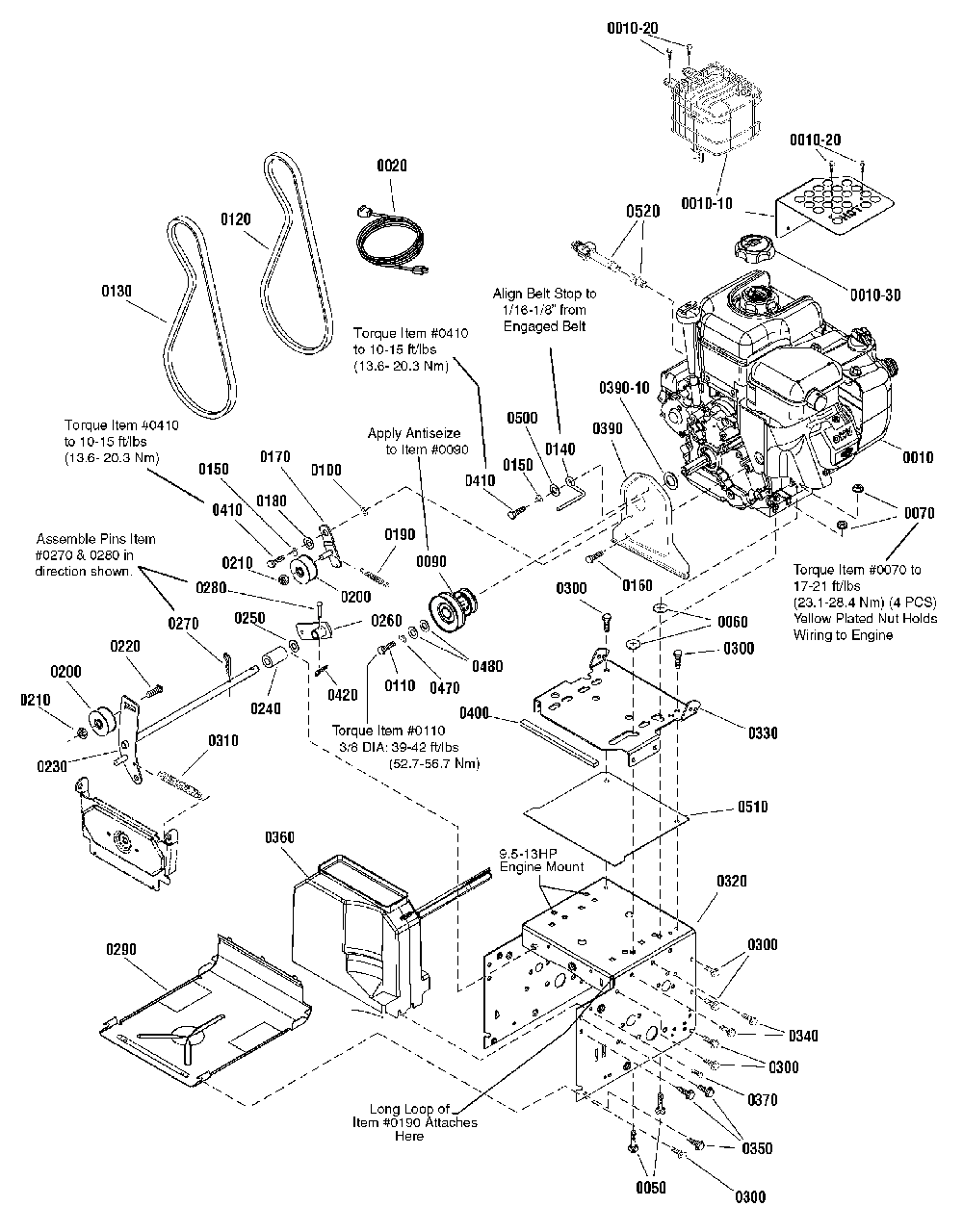 Engine And Frame Group - 14.5tp And 16.5tp Diagram and Parts List for 1695987 Simplicity Snow Blower