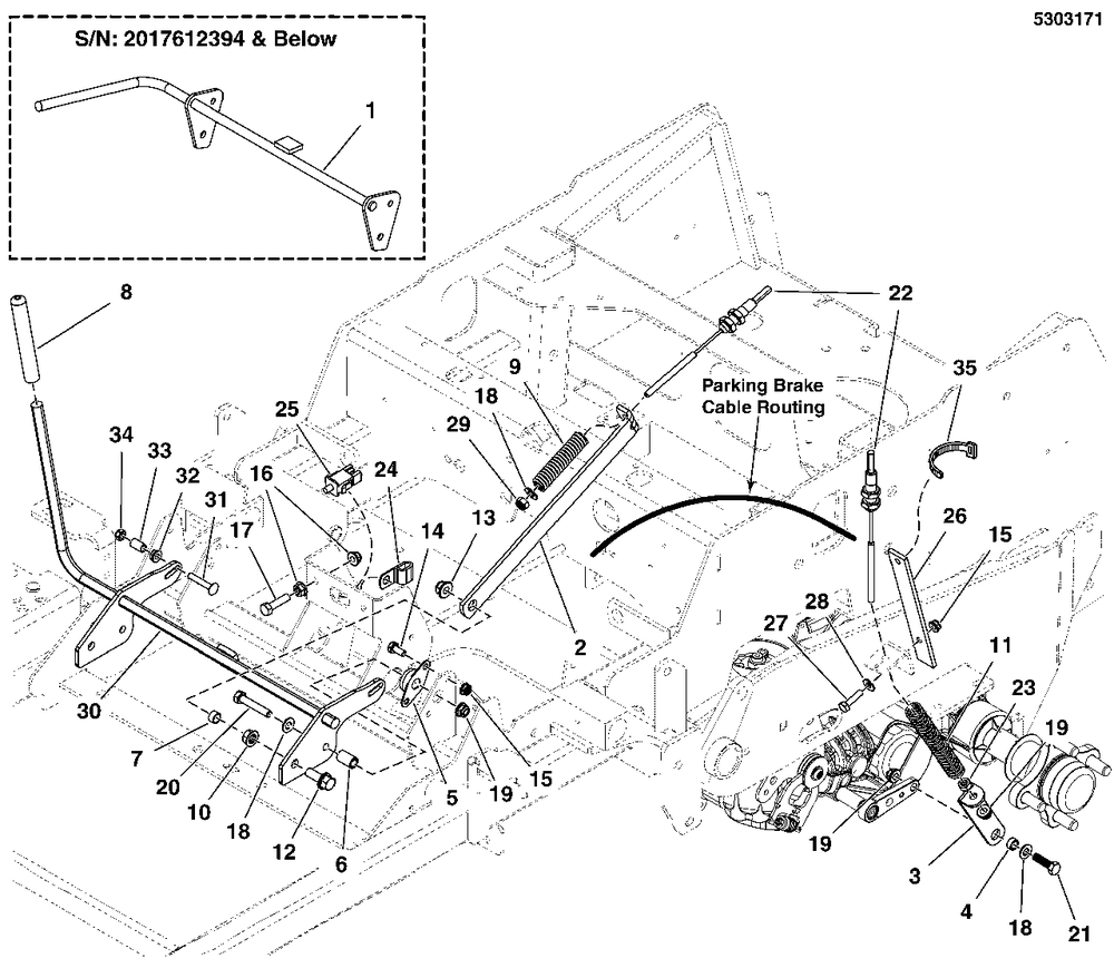 Parking Brake Group (5303171) Diagram and Parts List for  Simplicity Lawn Tractor