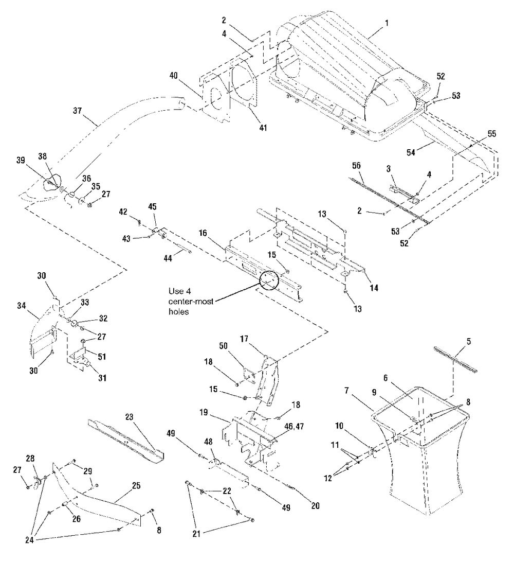 Twin Catcher Assembly Diagram and Parts List for  Simplicity Lawn Tractor Accessories