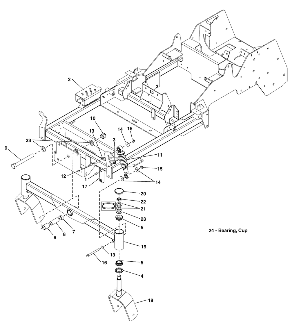 Main Frame And Front Suspension Group (5303231) Diagram and Parts List for  Simplicity Lawn Tractor