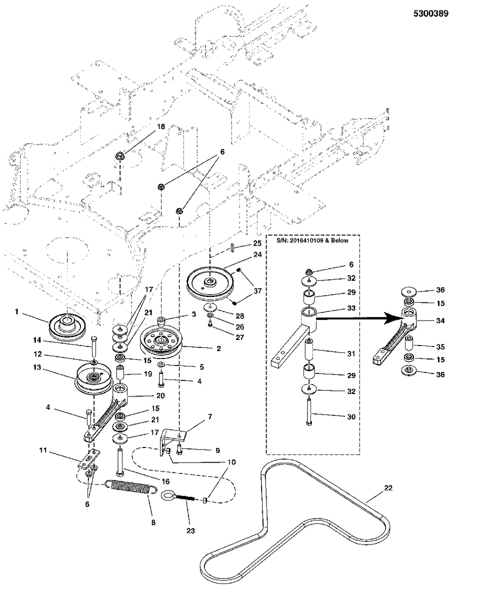 Pump Drive Group (5300389) Diagram and Parts List for 5900947 Simplicity Lawn Tractor