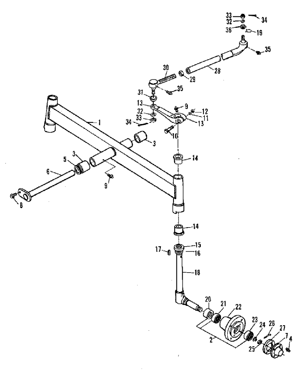 Axle - Front Group (3486i66) Diagram and Parts List for 2097151 Simplicity Lawn Tractor