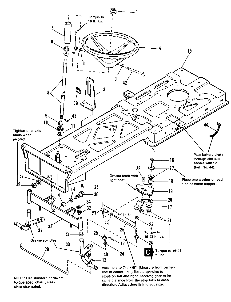 Frame, Front Axle And Steering Group Diagram and Parts List for 1691106 Simplicity Lawn Tractor