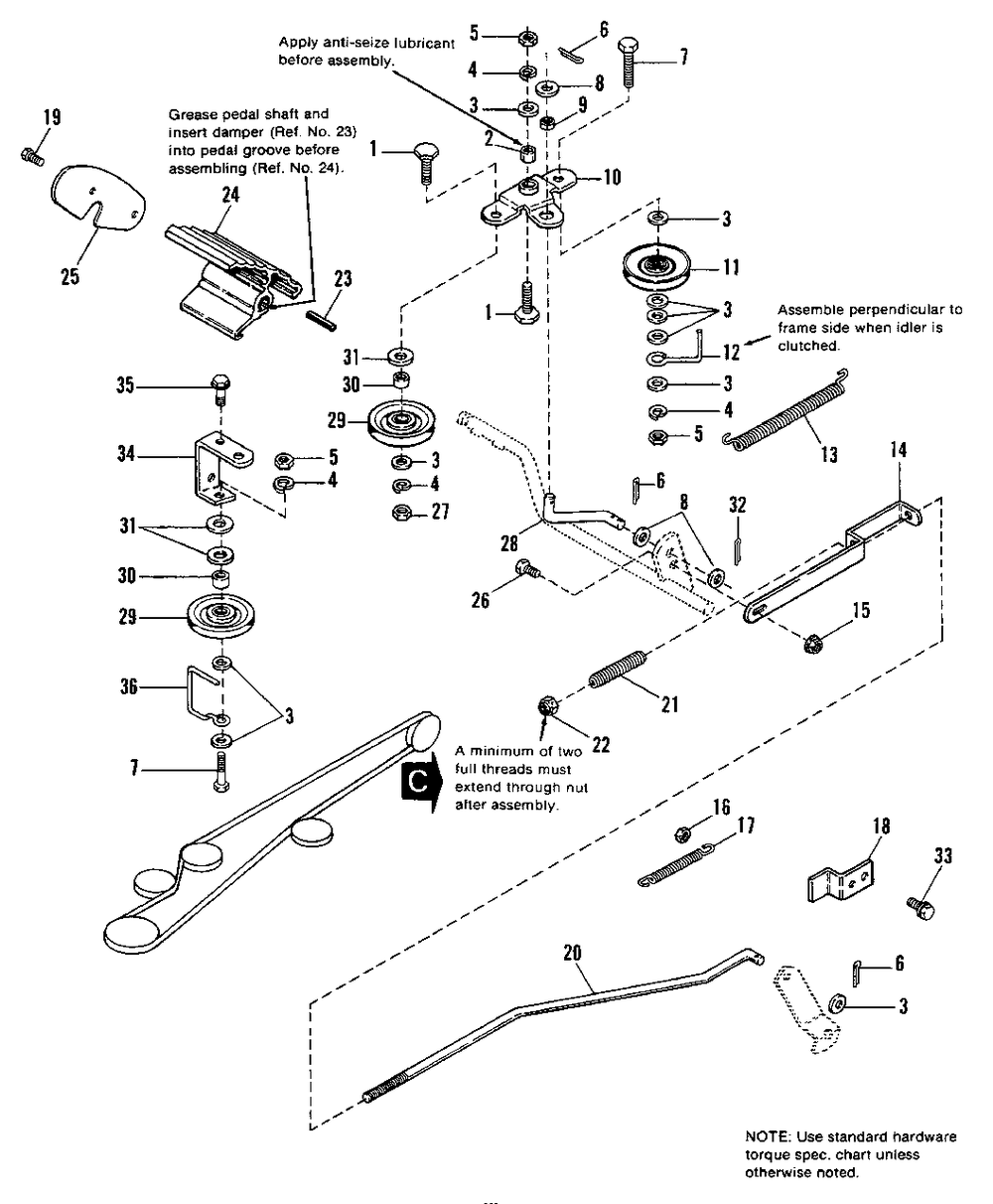 Brake And Clutch Group Diagram and Parts List for 1690913 Simplicity Lawn Tractor