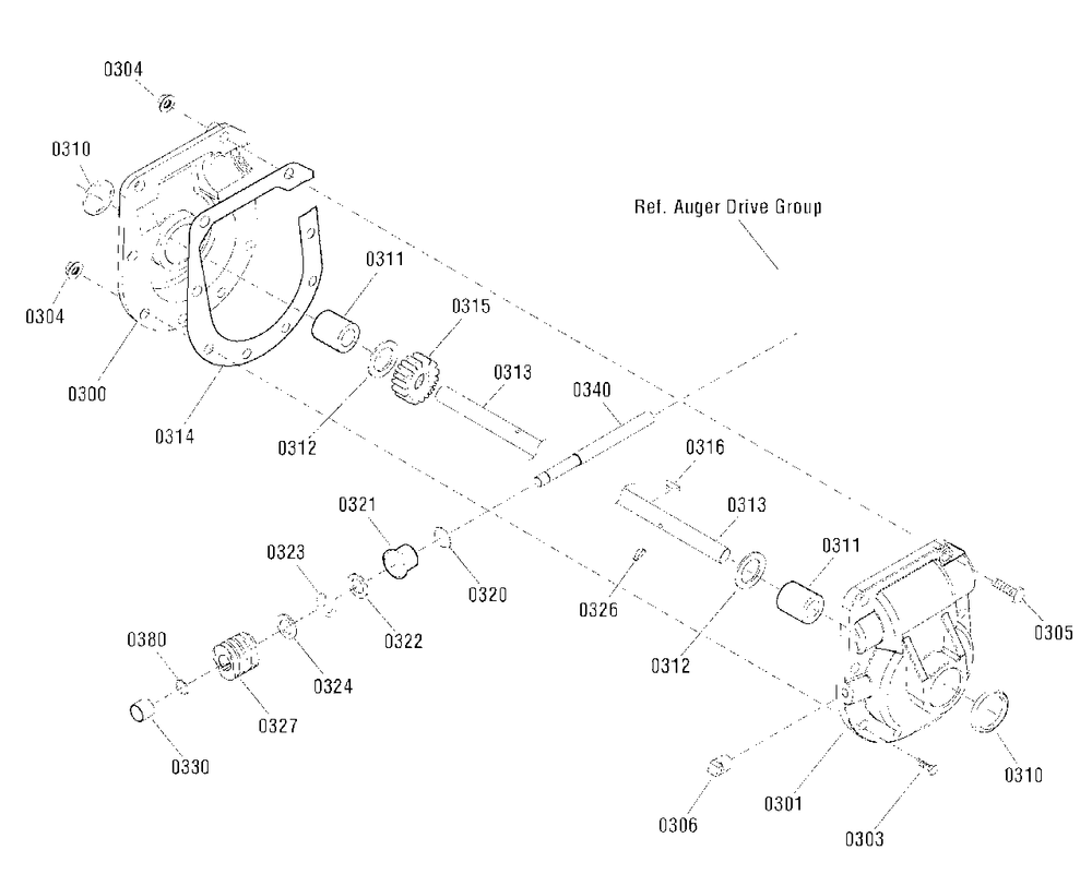 Gear Case Assembly (1752304) Diagram and Parts List for 1696235-02 Simplicity Snow Blower