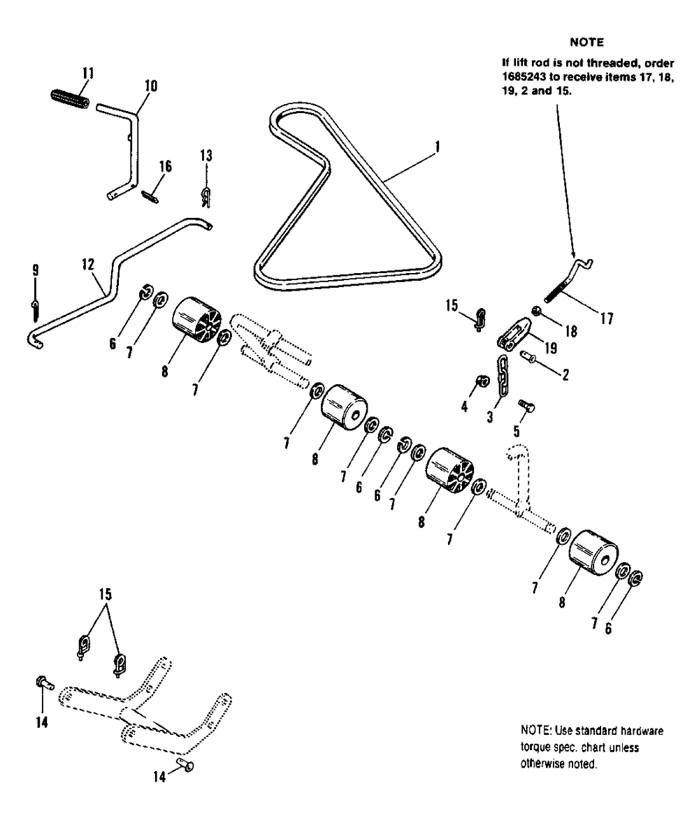 36-Inch Roller And Misc. Group Diagram and Parts List for 1690842 Simplicity Lawn Tractor