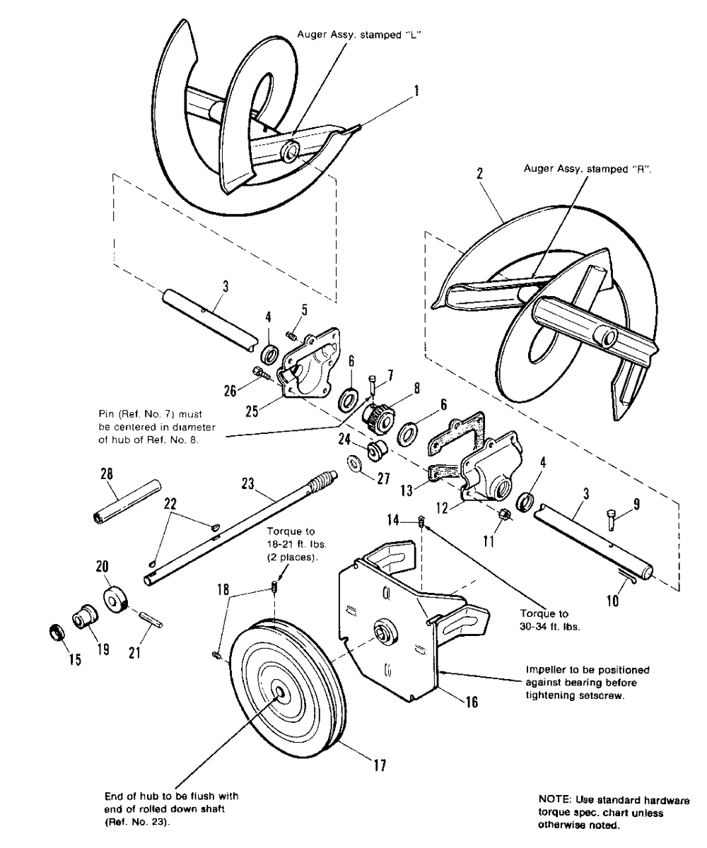 Auger Drive Group Diagram and Parts List for 1691377 Simplicity Snow Blower