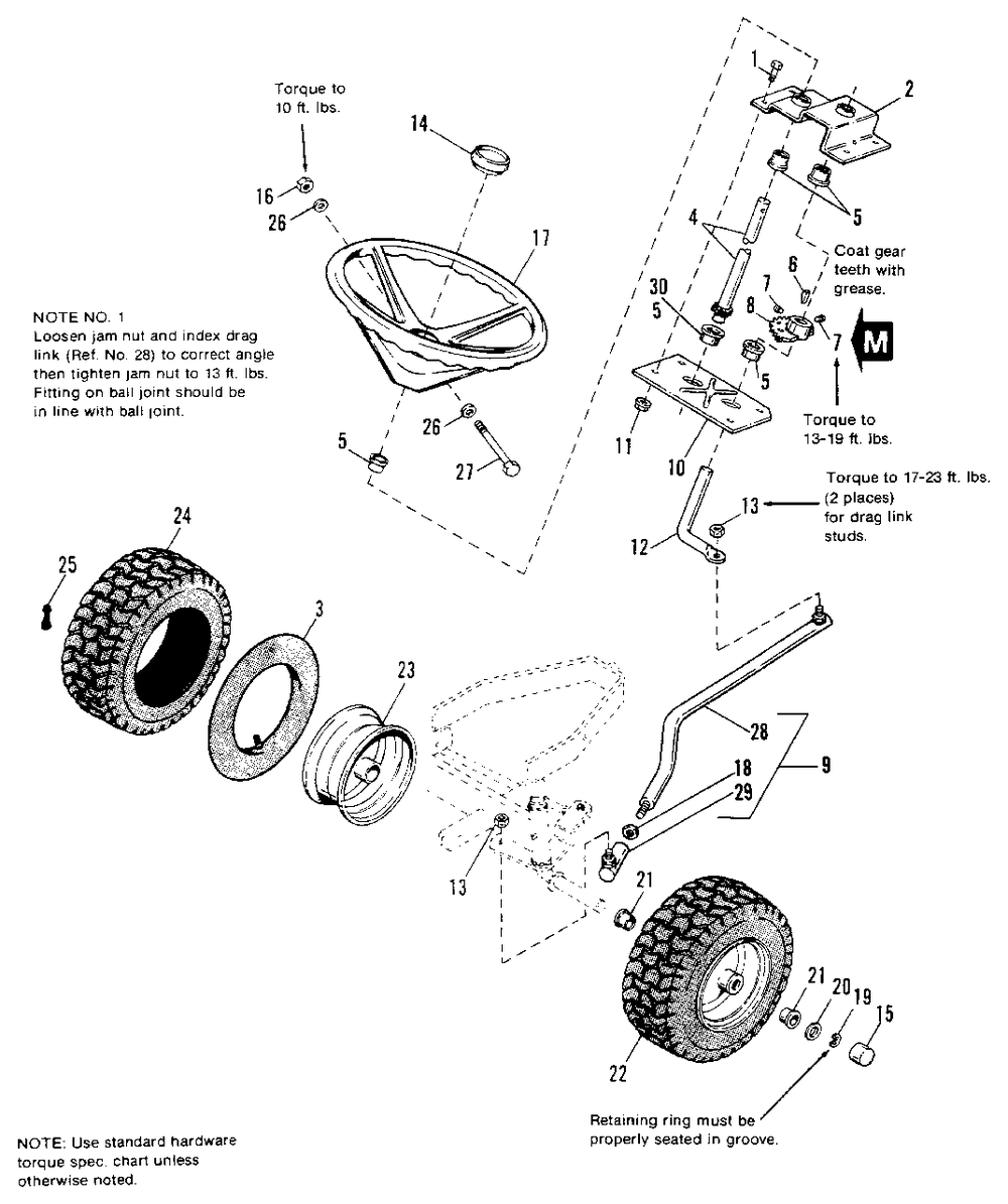 Steering And Front Wheel Group Diagram and Parts List for 1691270 Simplicity Lawn Tractor