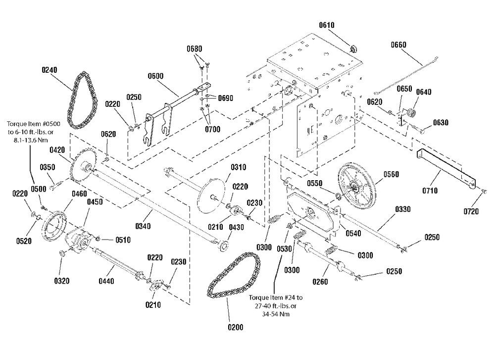 Traction Drive Group - Standard Diagram and Parts List for 1696234-03 Simplicity Snow Blower