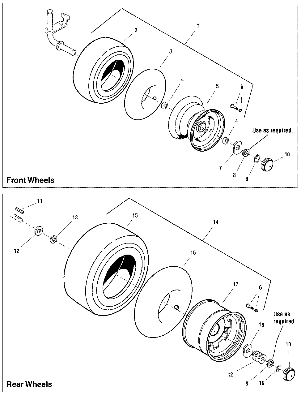 Wheels And Tires Group Diagram and Parts List for  Simplicity Lawn Tractor