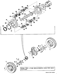 Rear Wheels And Axle Diagram and Parts List for 990168 Simplicity Lawn Tractor
