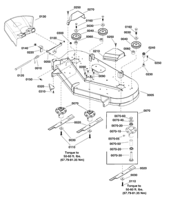 48-Inch Mower Deck - Housing, Arbors And Blades Group Diagram and Parts List for  Simplicity Lawn Tractor