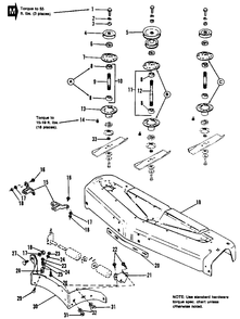 48-Inch Rotary Mower - Housing And Arbor Group Diagram and Parts List for 1691014 Simplicity Lawn Tractor