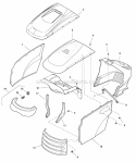 Hood Grille  Dash Group (986608 986609 986610 987167 987168 987169 989136 990098 Diagram and Parts List for  Simplicity Lawn Tractor