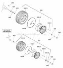 Wheel  Tire Group (2988805 2987227 2988840 2988841) Diagram and Parts List for  Simplicity Lawn Tractor