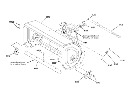 Auger Housing Group Diagram and Parts List for 1695820 Simplicity Snow Blower