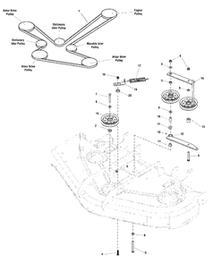 44-Inch And 50-Inch Mower Deck - Belt And Idler Group - Kohler And B&s Vanguard Diagram and Parts List for 2690451 Simplicity Lawn Tractor