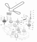 61 Mower Deck - Pulleys Belts  Idler Arm Diagram and Parts List for  Simplicity Lawn Tractor