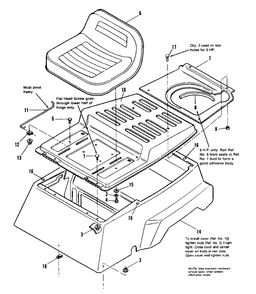 Body And Seat Group Diagram and Parts List for 1690368 Simplicity Lawn Tractor