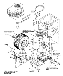 Rear Tires And Drive Group Diagram and Parts List for 1690612 Simplicity Lawn Tractor