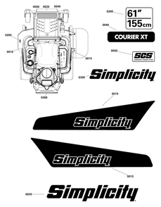 Decals Group - Brand And Model Diagram and Parts List for  Simplicity Lawn Tractor