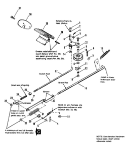 Brake And Clutch Group Diagram and Parts List for 1690612 Simplicity Lawn Tractor