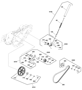 Auger Drive Group Diagram and Parts List for 1697142-00 Simplicity Snow Blower