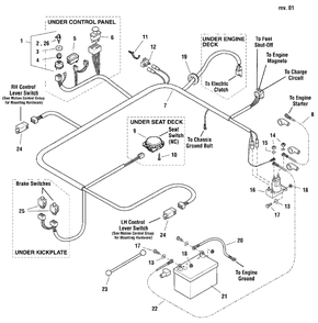 Electrical Group Diagram and Parts List for 5900947 Simplicity Lawn Tractor