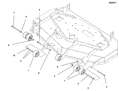 61-Inch Mower Deck Group - Rollers Diagram and Parts List for  Simplicity Lawn Tractor