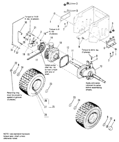 Transmission And Rear Tire Group Diagram and Parts List for 1691481 Simplicity Lawn Tractor