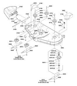 48-Inch (122cm) Mower Deck - Housing, Arbors And Blades Group Diagram and Parts List for  Simplicity Lawn Tractor