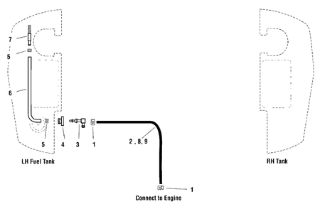 Fuel Supply Hose And Tank Replacement Parts Group Diagram and Parts List for 5900947 Simplicity Lawn Tractor