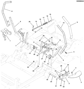 Motion Control Group - Handles And Dampeners Diagram and Parts List for  Simplicity Lawn Tractor